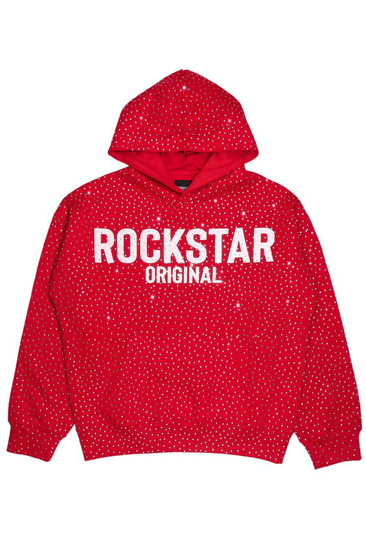 Crystiq Red/White Rhinestone Oversized Hoodie - image 2