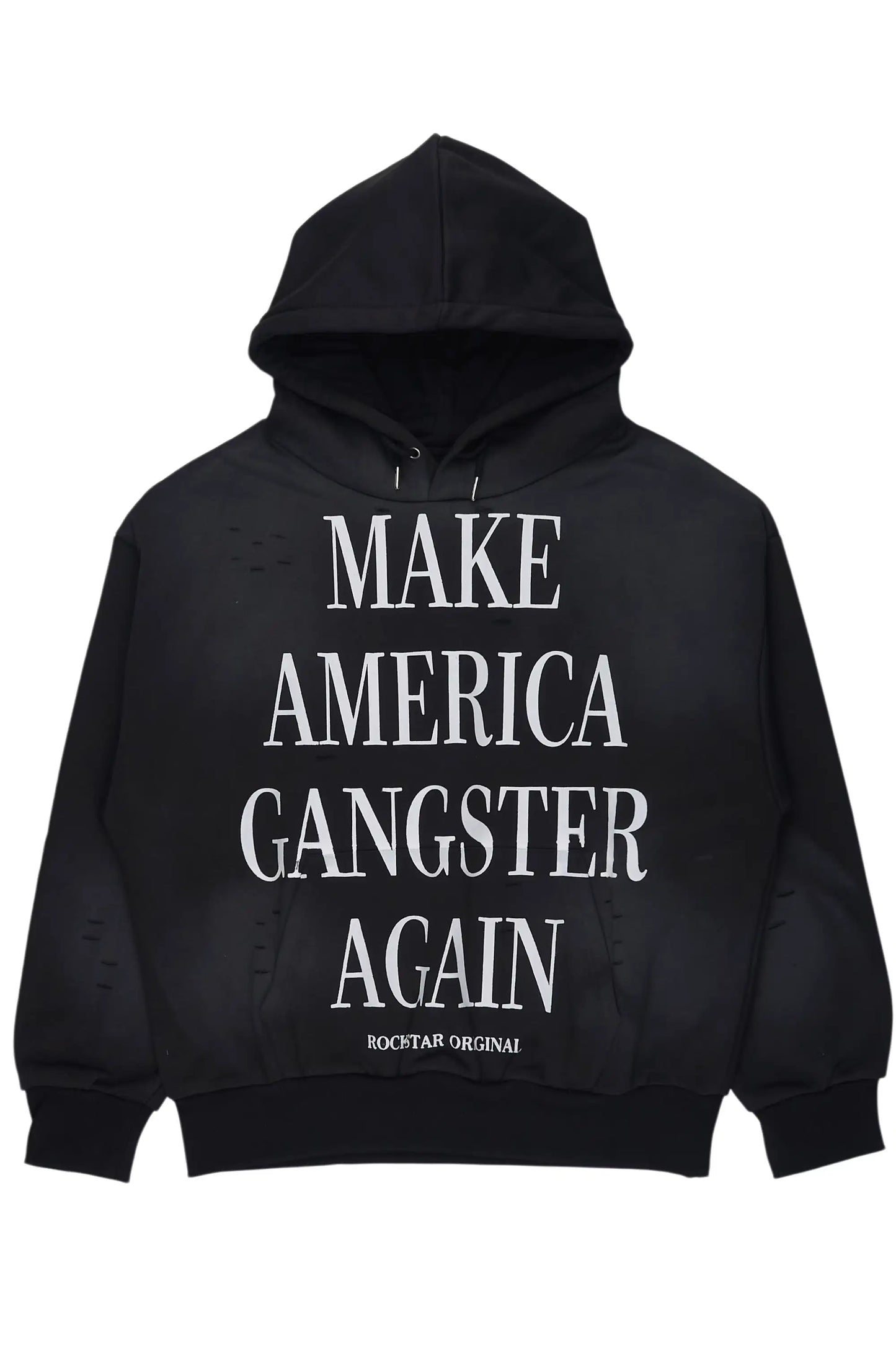 Drako Black Graphic Distressed Relaxed Hoodie - image 1