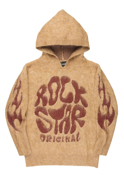 Hakon Beige Graphic Knitted Hoodie - image 1