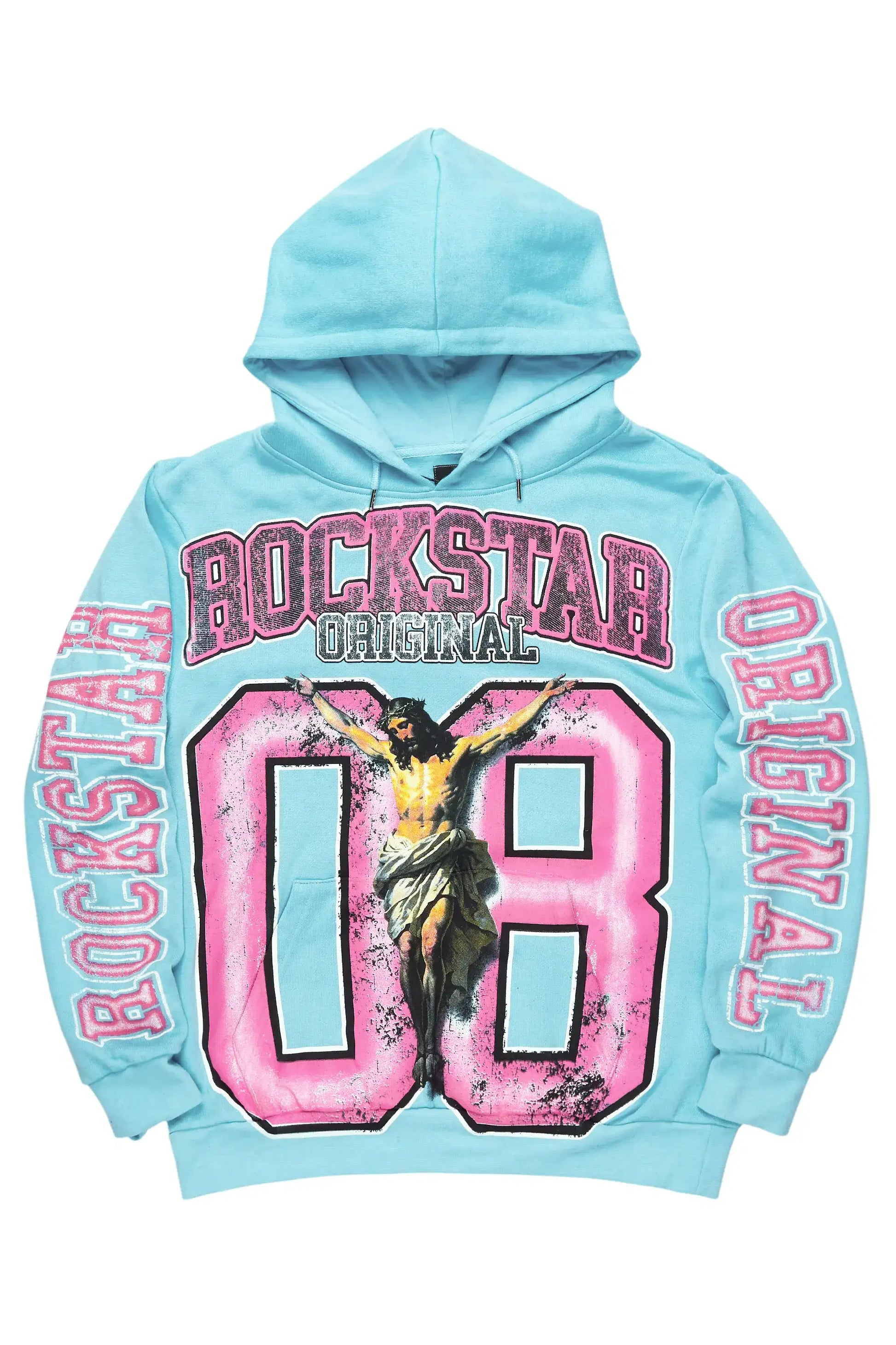 Fields Baby Blue Distressed Graphic Hoodie - image 1
