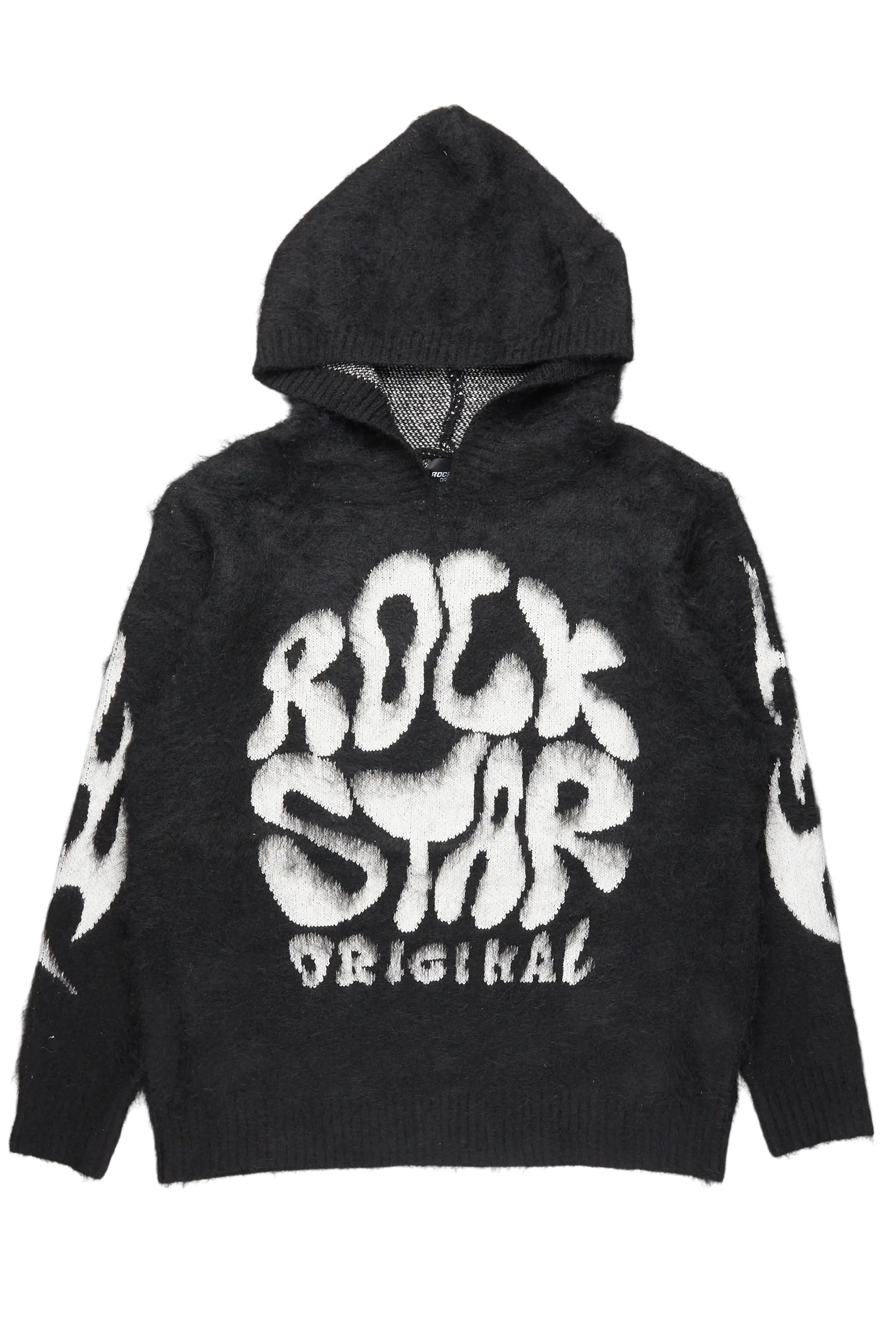 Hakon Black Graphic Knitted Hoodie - image 1