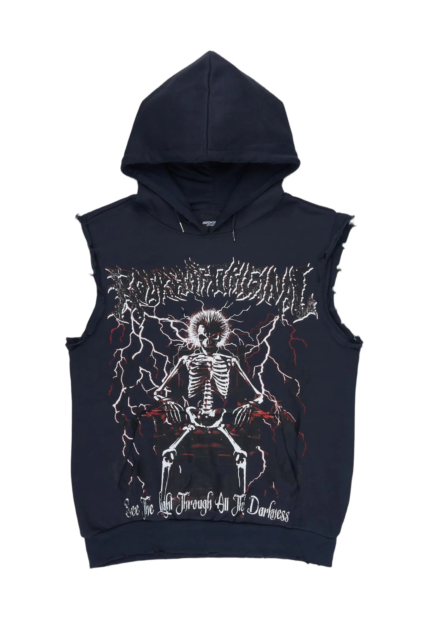 Deathrow Navy Cut Sleeve Hoodie - image 1