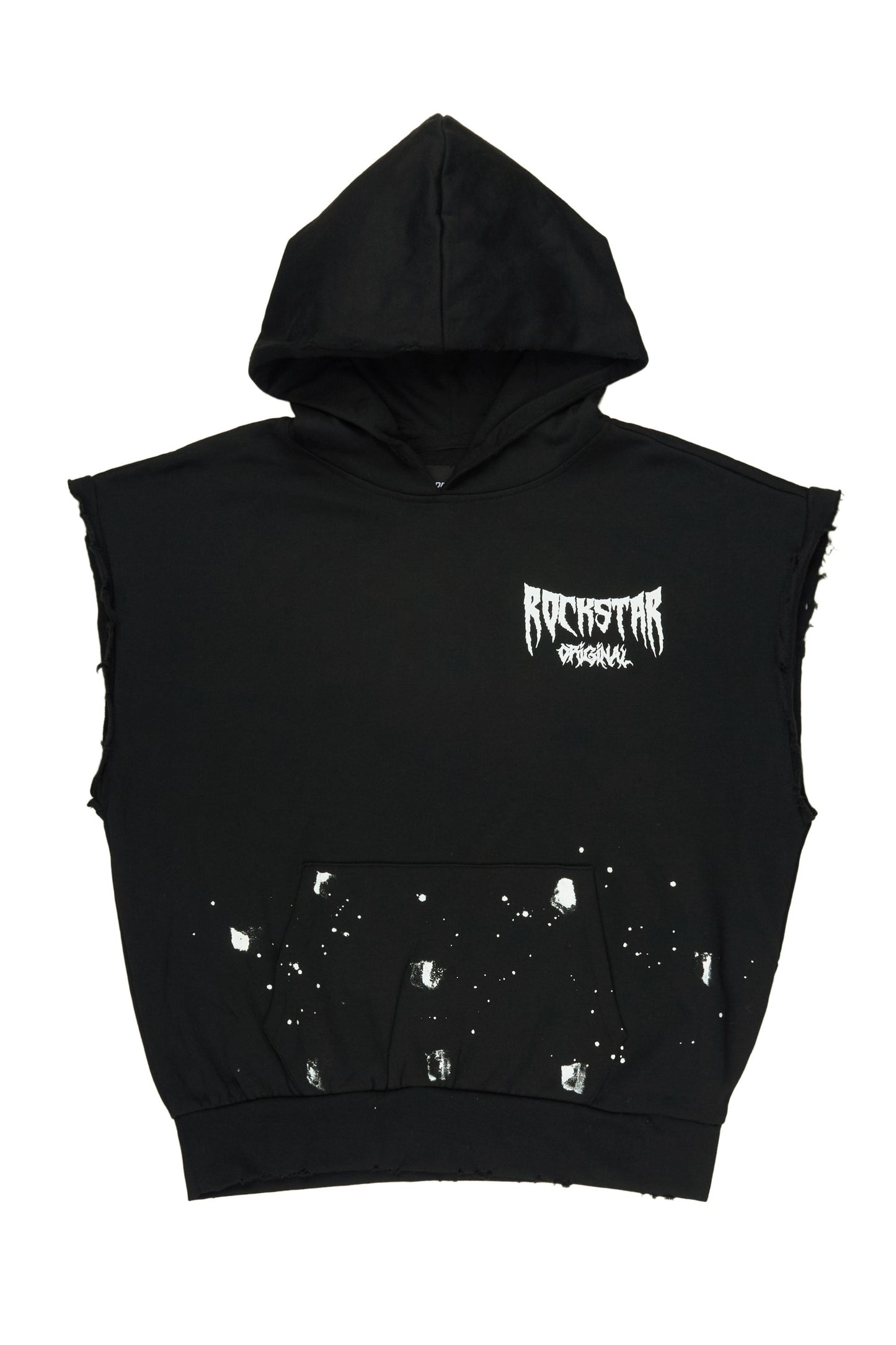 Twinkle Black Painted Cut Sleeve Hoodie - image 1