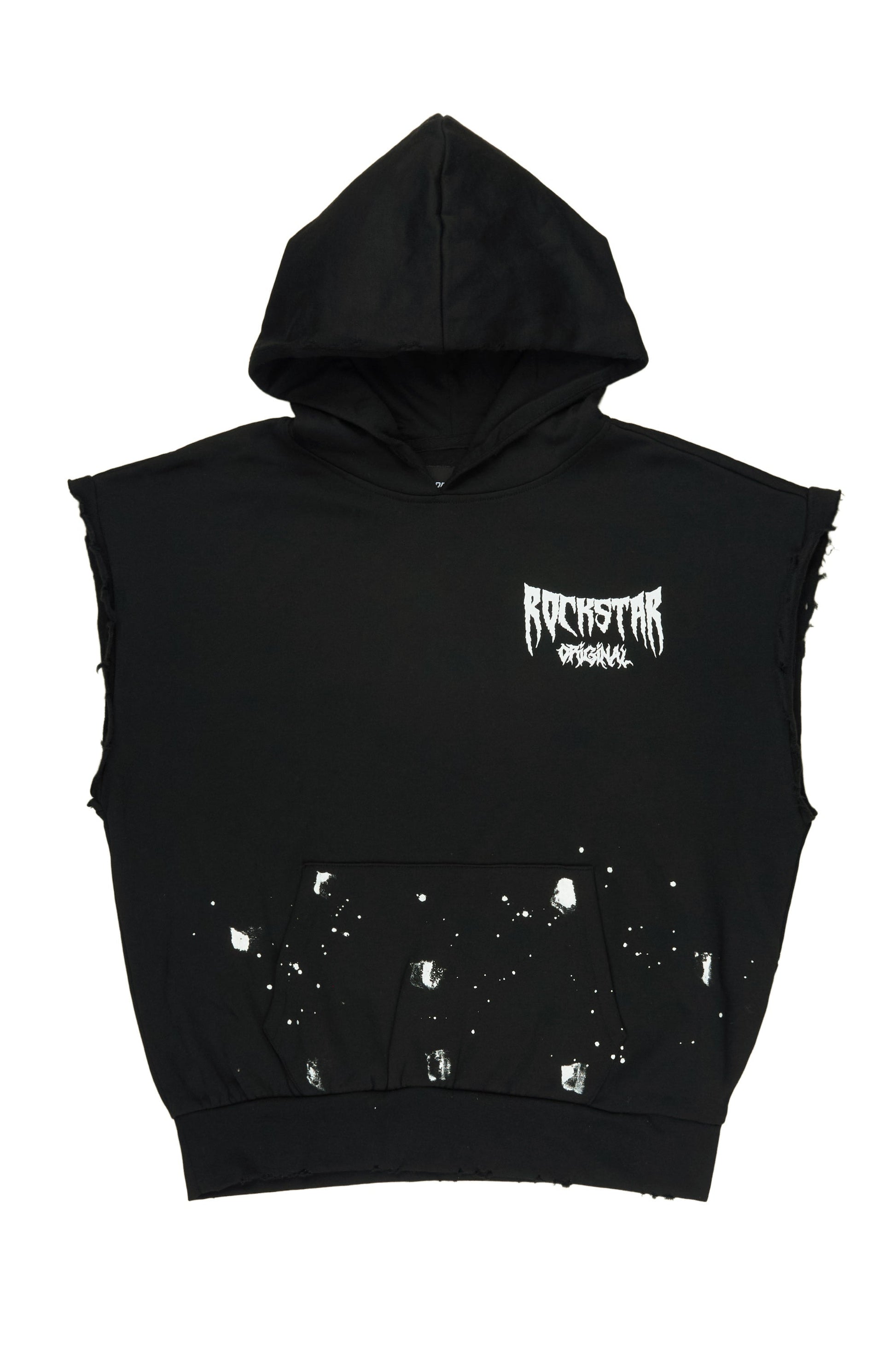 Twinkle Black Painted Cut Sleeve Hoodie - image 1