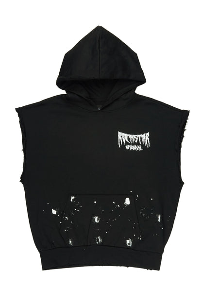 Twinkle Black Painted Cut Sleeve Hoodie - image 1