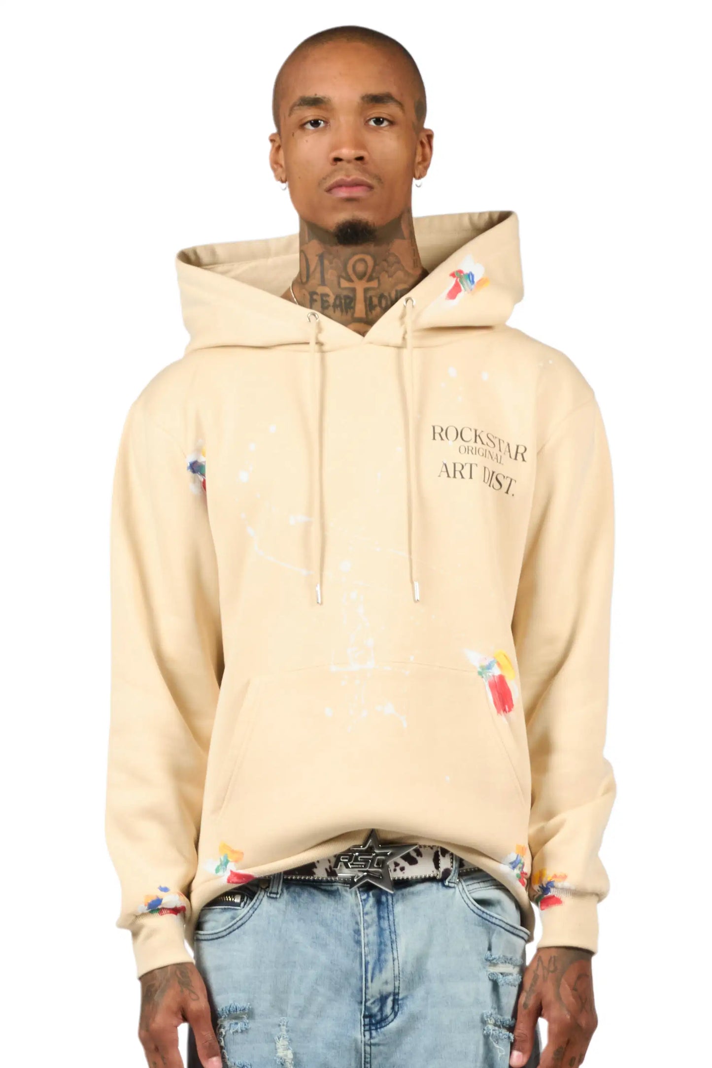 Rockstar Art Dist. Beige Graphic Relaxed Hoodie - image 2