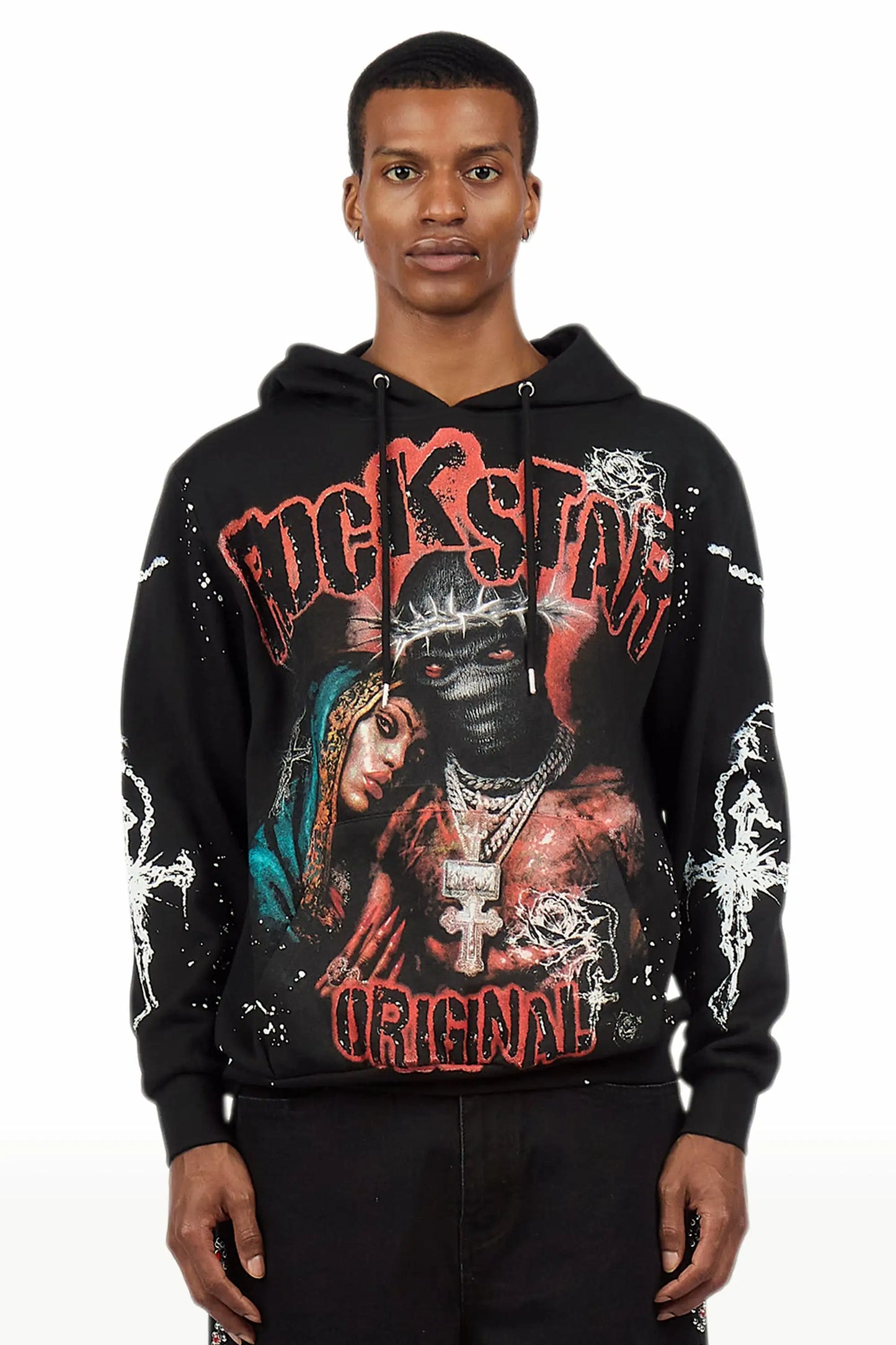 Vontae Black/Red Painted Hoodie - image 2