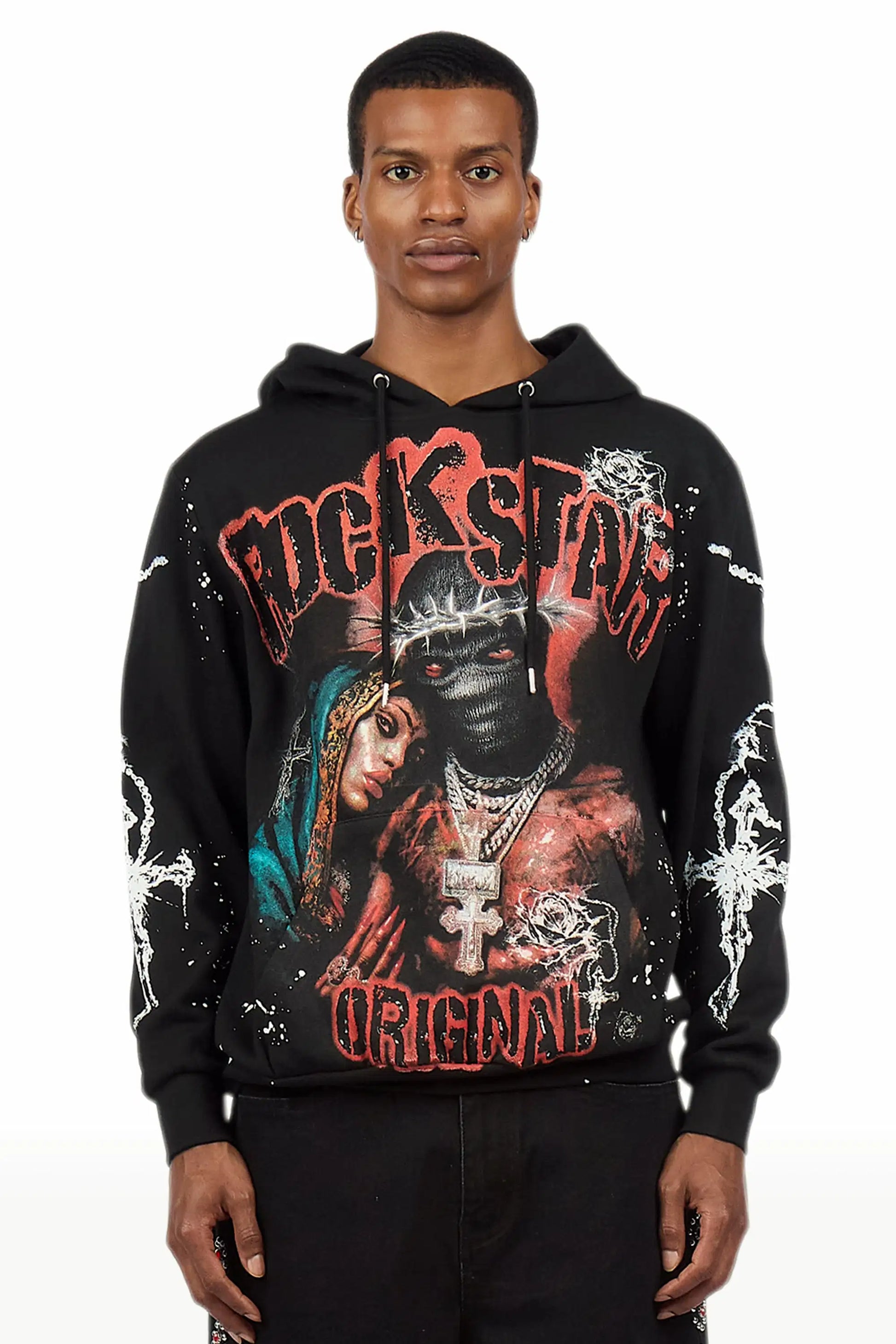 Vontae Black/Red Painted Hoodie - image 2