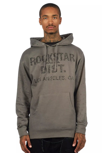 Thryll Heather Grey/Black Rhinestone Graphic Hoodie - image 2