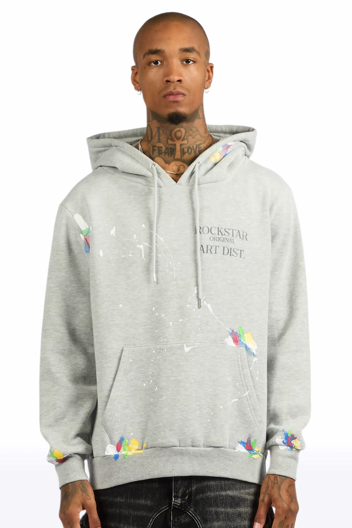 Rockstar Art Dist. Heather Grey Graphic Hoodie - image 2