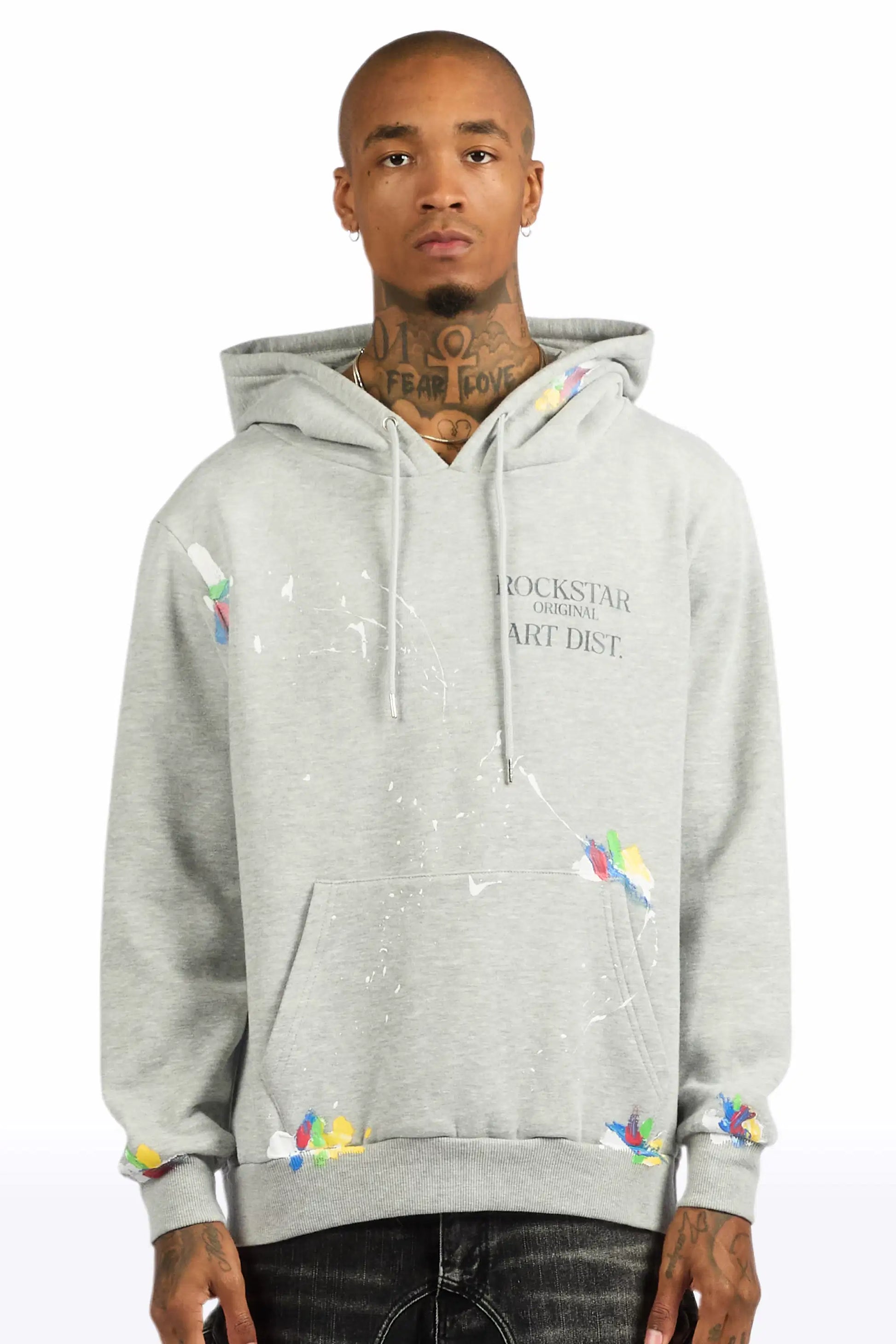 Rockstar Art Dist. Heather Grey Graphic Hoodie - image 2