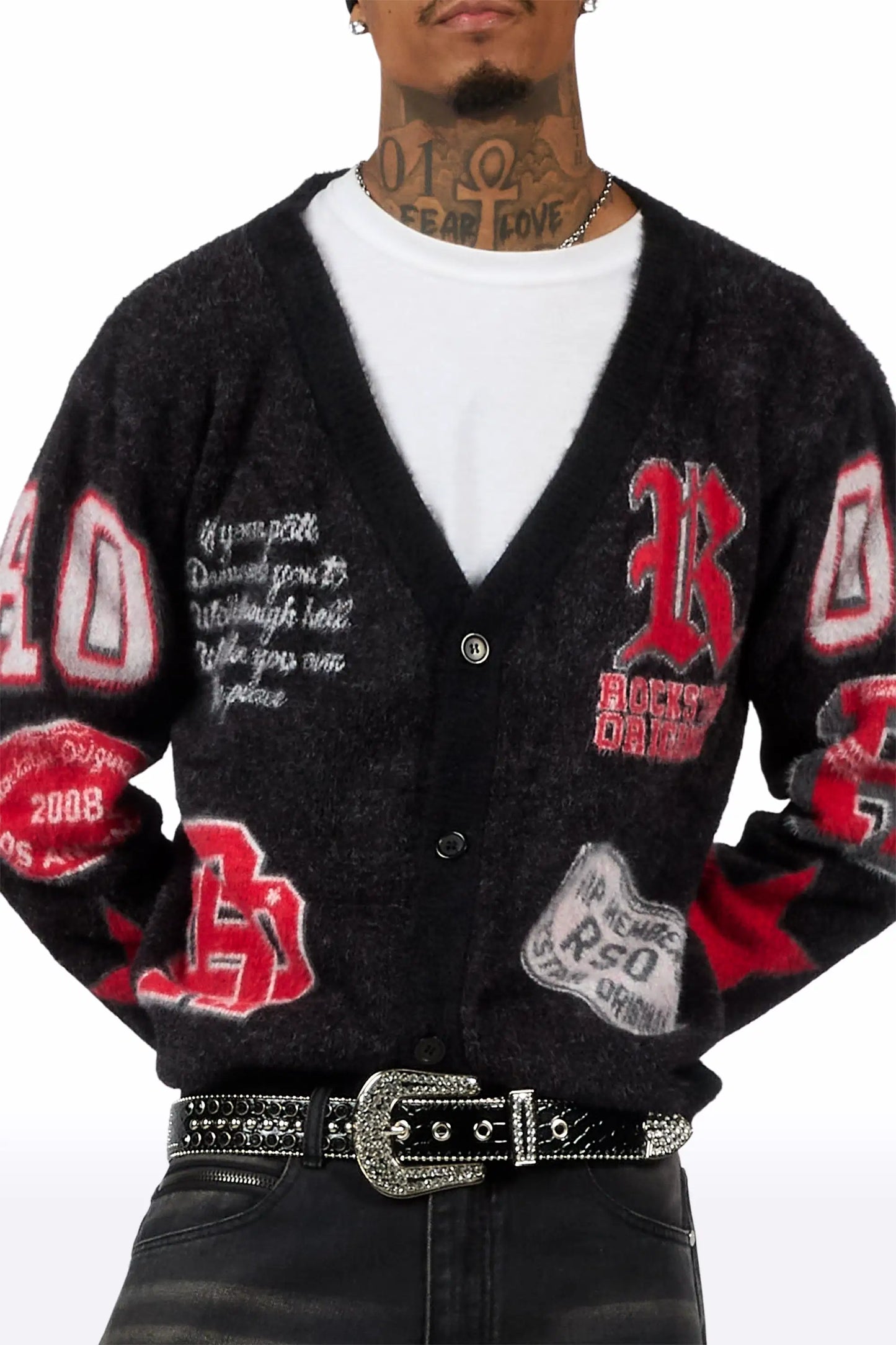 Delling Black/White/Red Knit Sweater - image 2