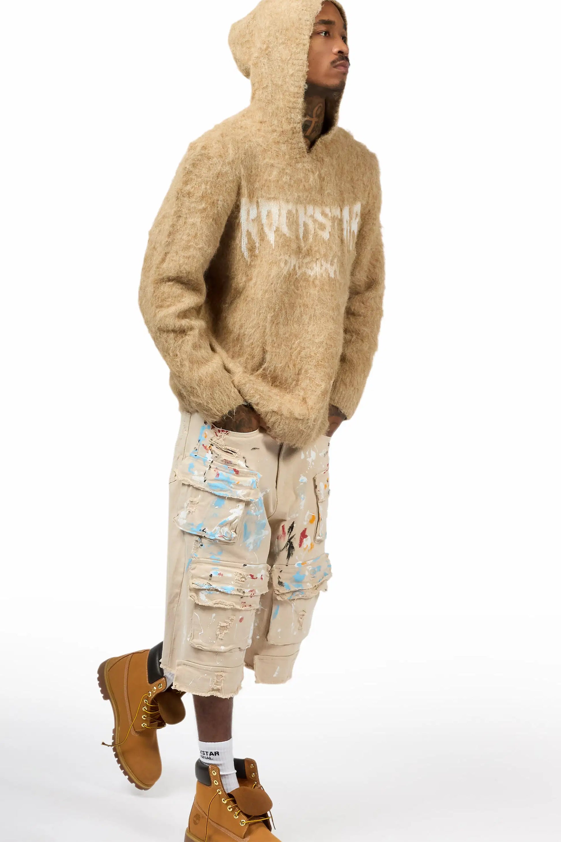 Andros Beige Graphic Knitted Hoodie - image 2