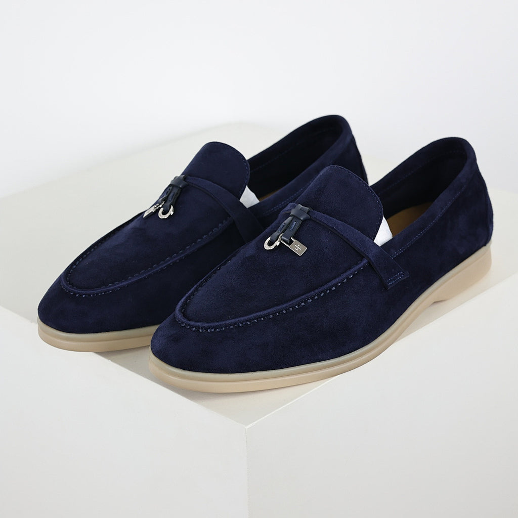 Loro Piana Navy Slip-On Loafers