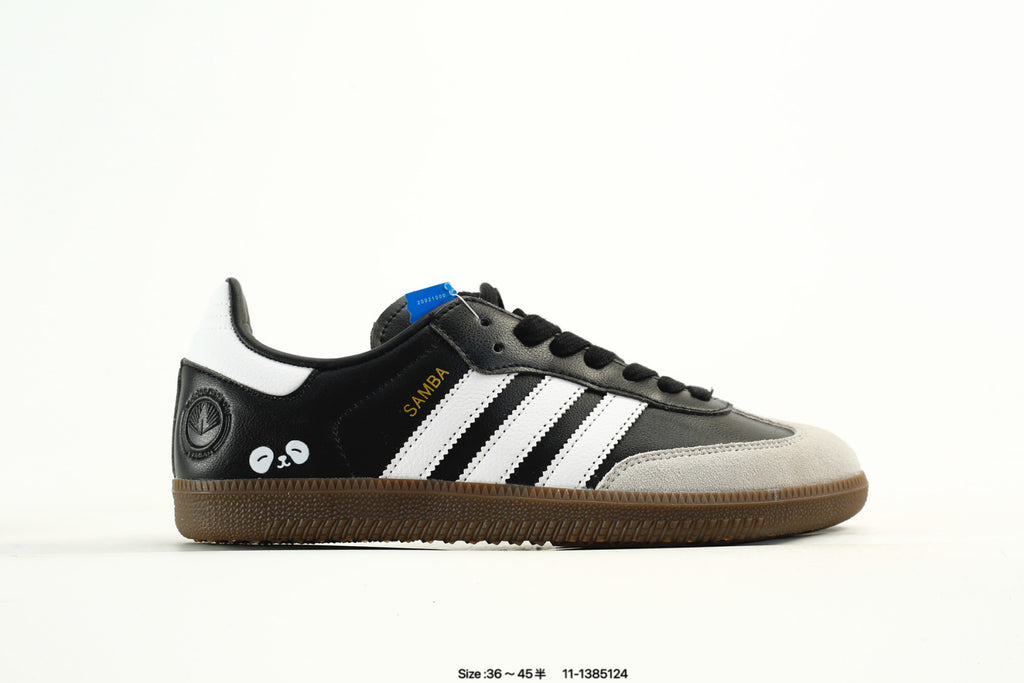 adidas Samba Black & White Sneakers with Contrast Toe and Panda Detail