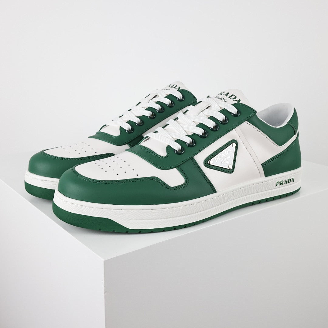 Prada Green & White Low-Top Sneakers