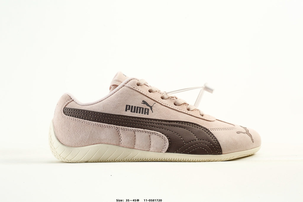 PUMA Light Pink Low-Top Sneakers with Brown Formstrip