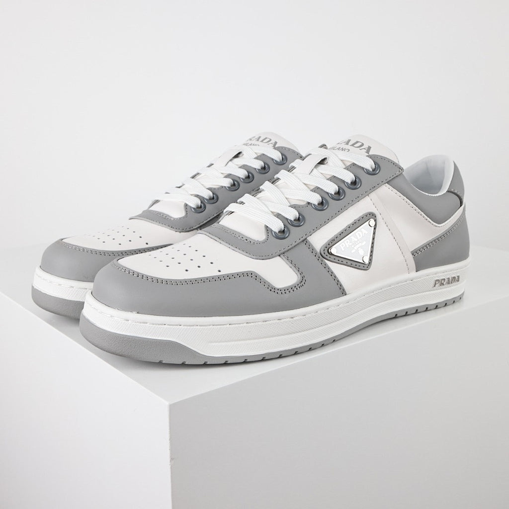 Prada Gray & White Low-Top Sneakers