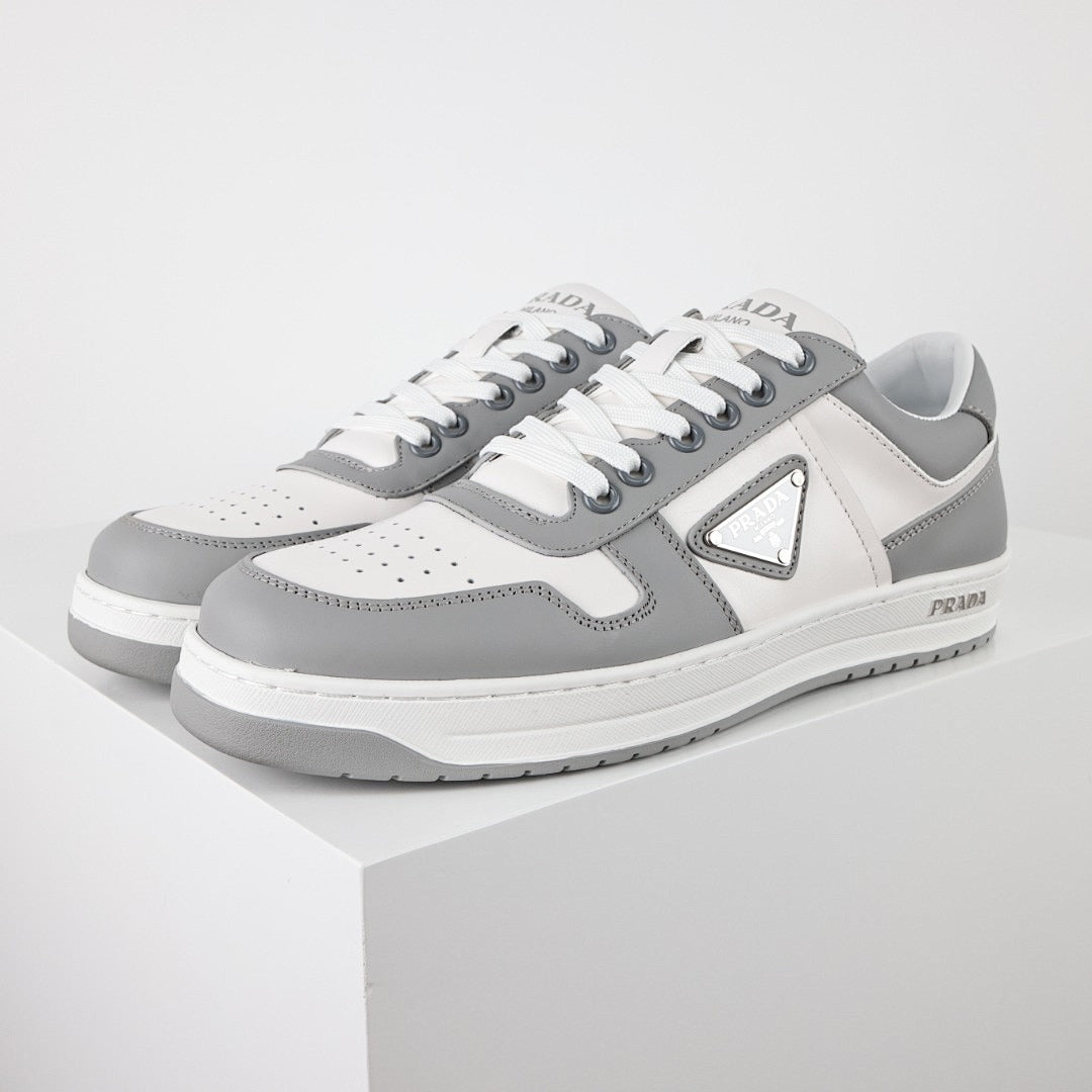Prada Gray & White Low-Top Sneakers