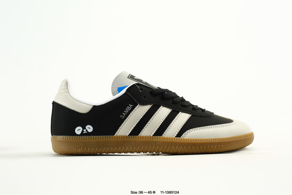 adidas Samba Black & White Sneakers with Contrast Toe and Panda Detail
