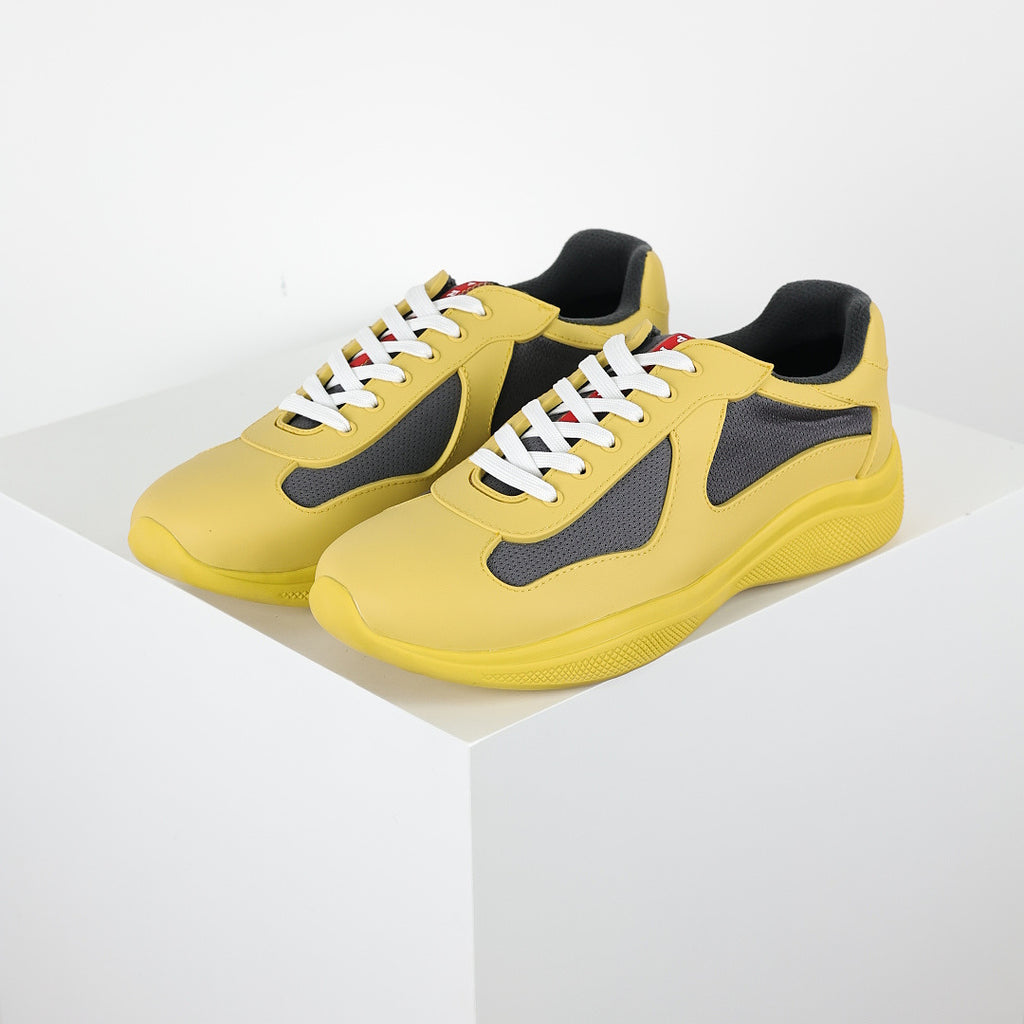 Prada Yellow & Gray Low-Top Sneakers