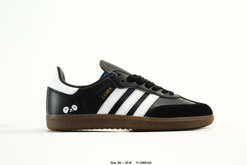 adidas Samba Black & White Sneakers with Contrast Toe and Panda Detail