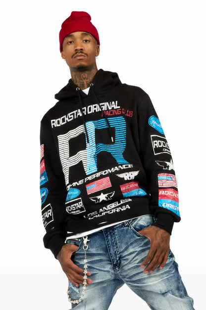 Rso Racing Club Black Distressed Graphic Relaxed Hoodie - image 2