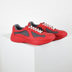 Prada Red & Gray Low-Top Sneakers