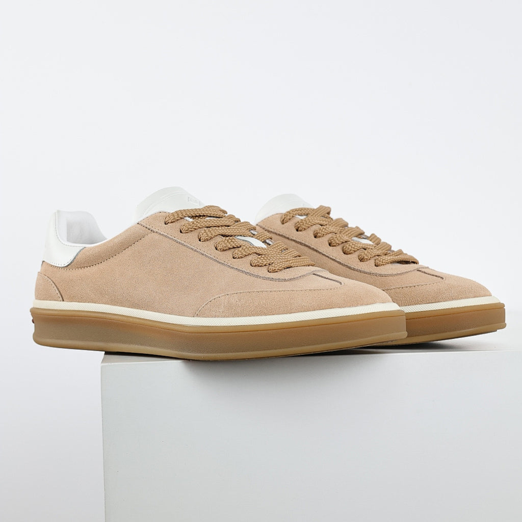 Loro Piana Taupe Lace-Up Sneakers