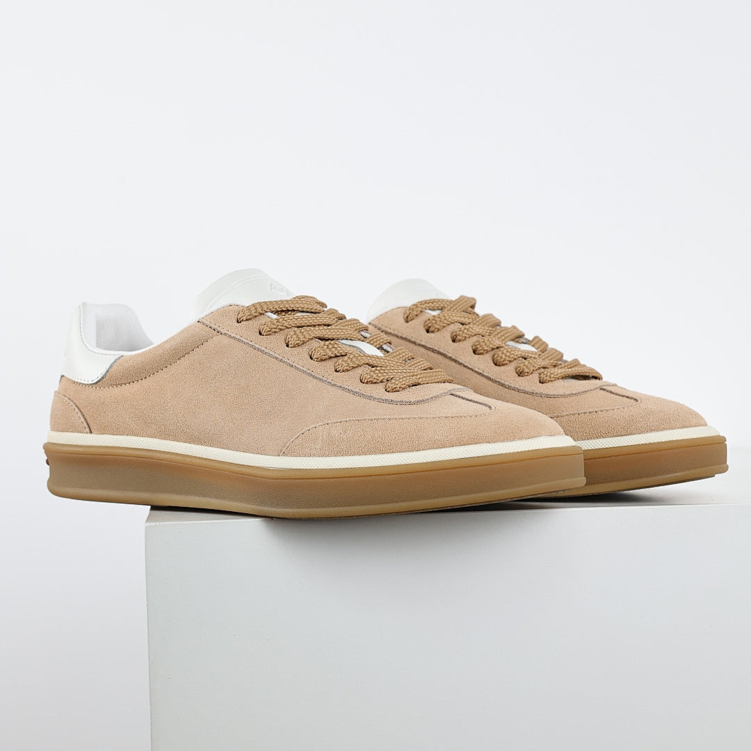 Loro Piana Taupe Lace-Up Sneakers