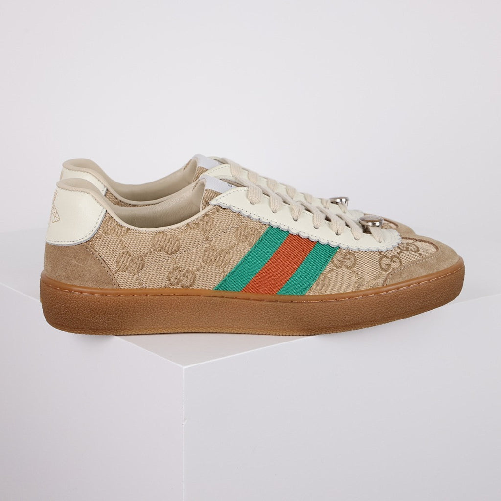 Gucci GG Monogram Web-Stripe Sneakers – Beige & Brown