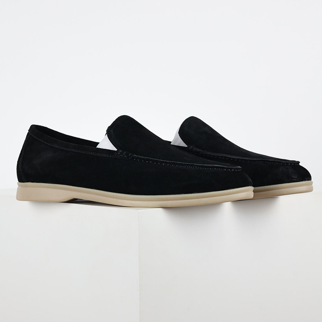 Loro Piana Black Slip-On Loafers
