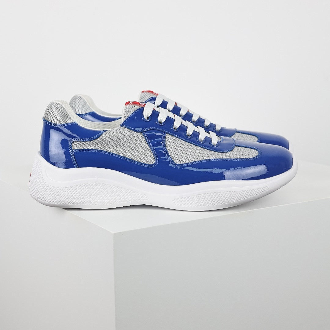 Prada Blue & Silver Low-Top Sneakers