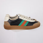 Gucci Web-Stripe Low-Top Sneakers – Black & Beige
