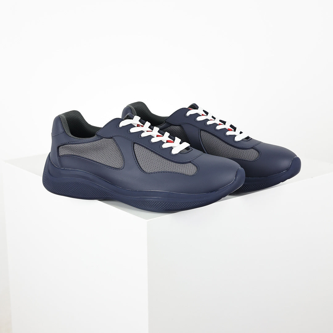 Prada Navy & Silver Low-Top Sneakers