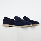 Loro Piana Navy Slip-On Loafers