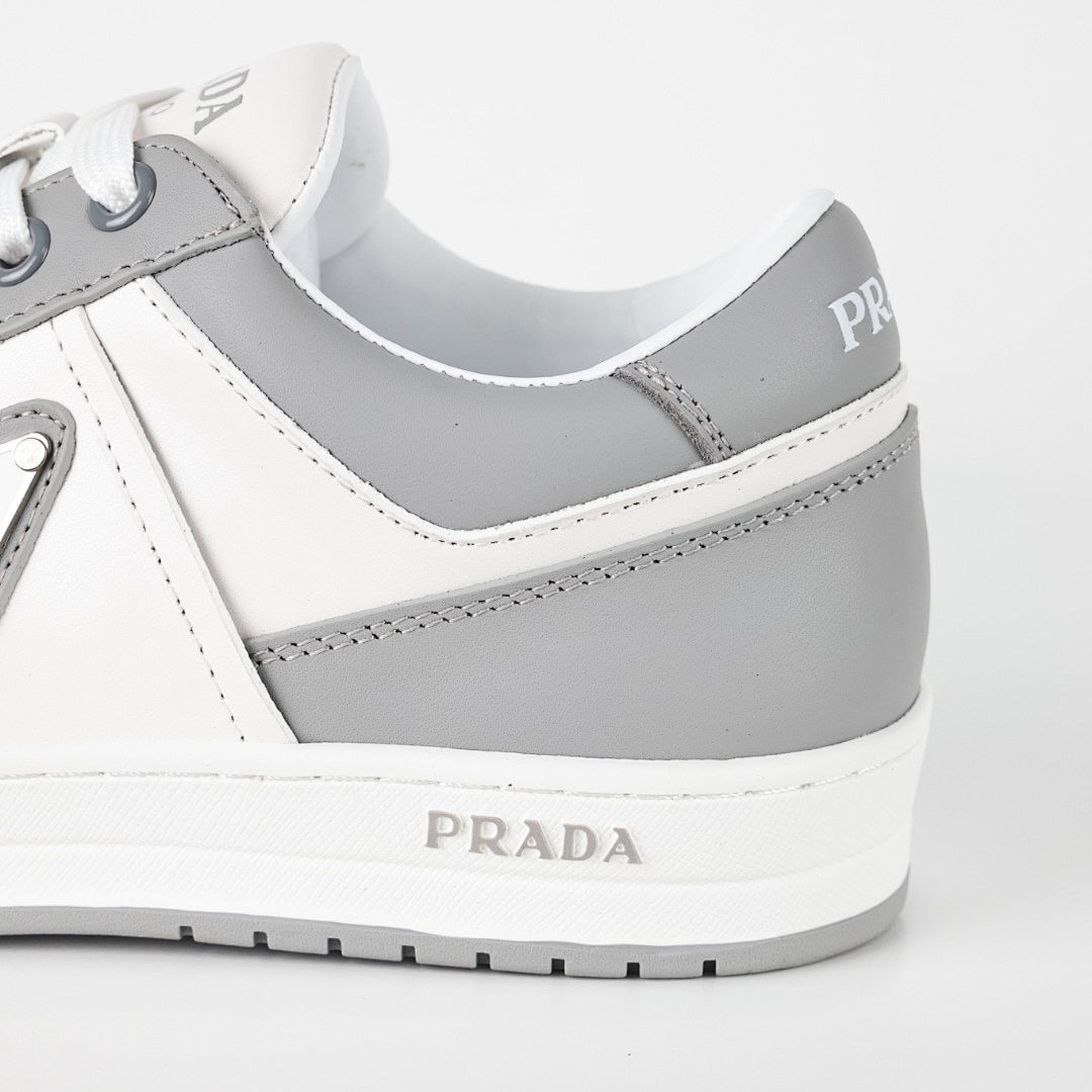 Prada Gray & White Low-Top Sneakers