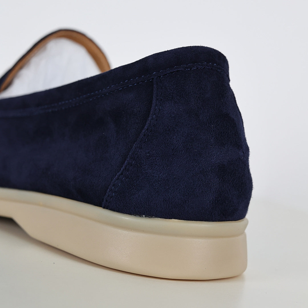 Loro Piana Navy Slip-On Loafers