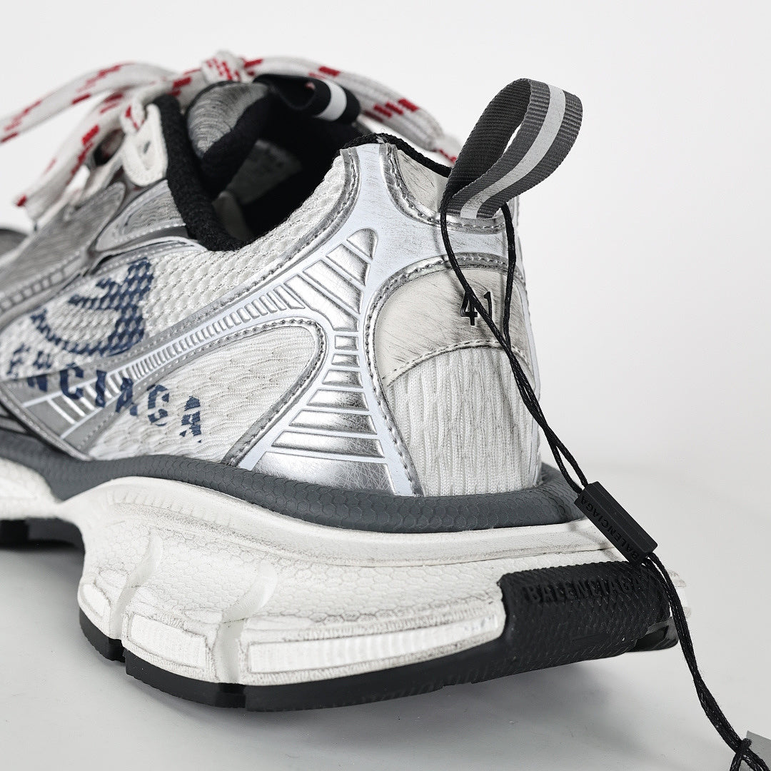 Balenciaga 3XL Distressed Dad Sneaker – Silver White Black