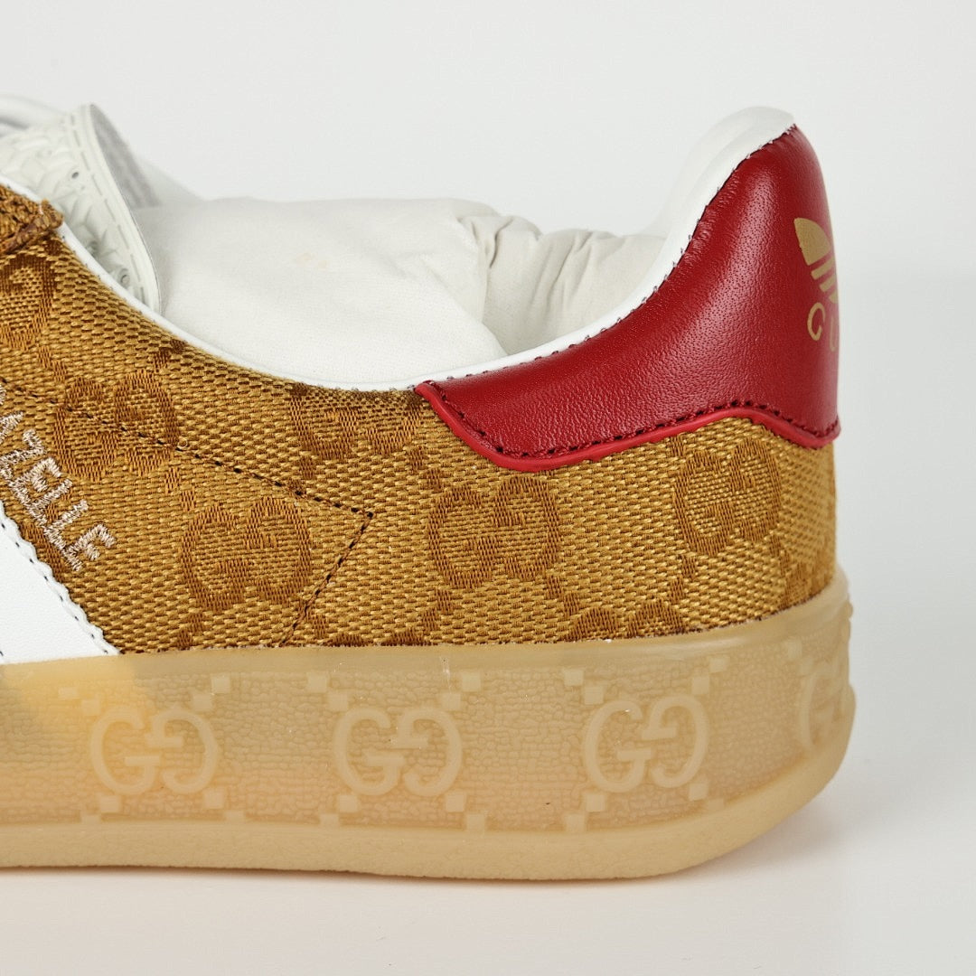 Gucci x adidas Gazelle GG Monogram Sneakers – Tan & White