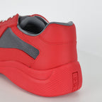 Prada Red & Gray Low-Top Sneakers