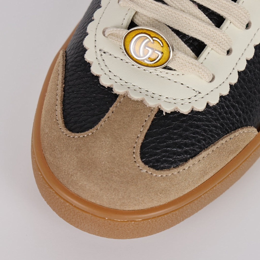 Gucci Web-Stripe Low-Top Sneakers – Black & Beige