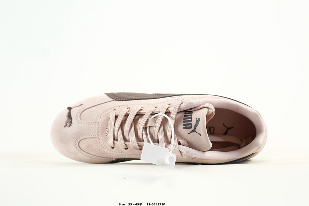 PUMA Light Pink Low-Top Sneakers with Brown Formstrip