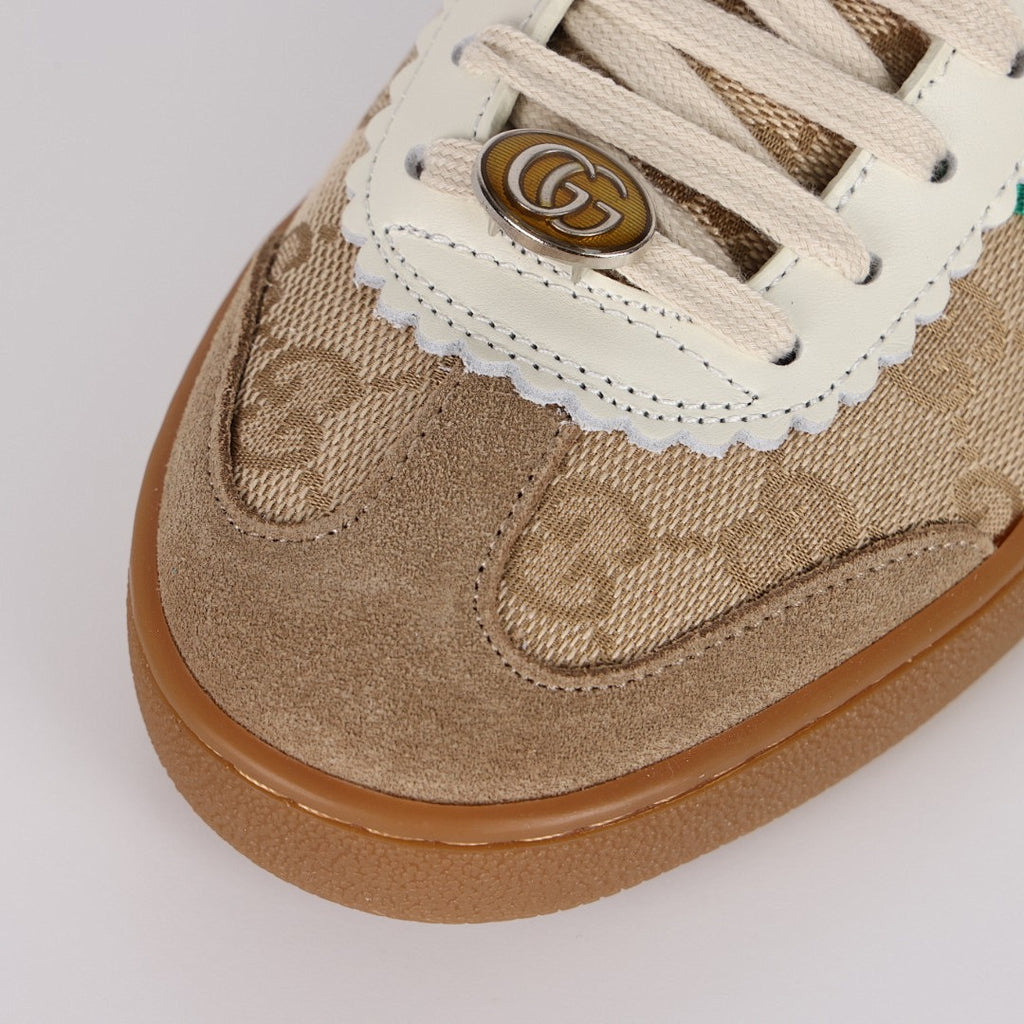 Gucci GG Monogram Web-Stripe Sneakers – Beige & Brown