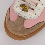 Gucci Web-Stripe Low-Top Sneakers – Pink & Beige