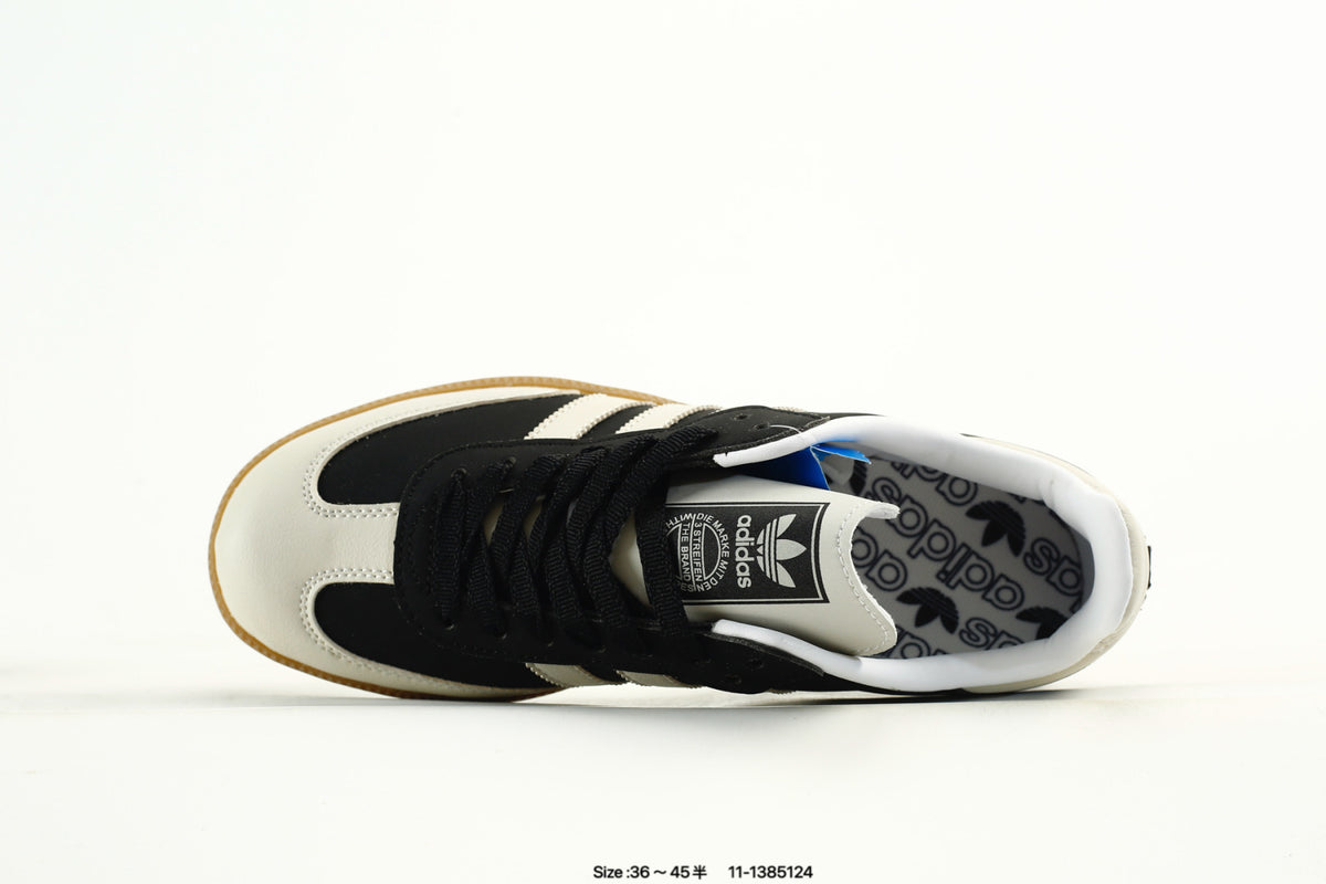 adidas Samba Black & White Sneakers with Contrast Toe and Panda Detail