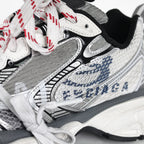 Balenciaga 3XL Distressed Dad Sneaker – Silver White Black