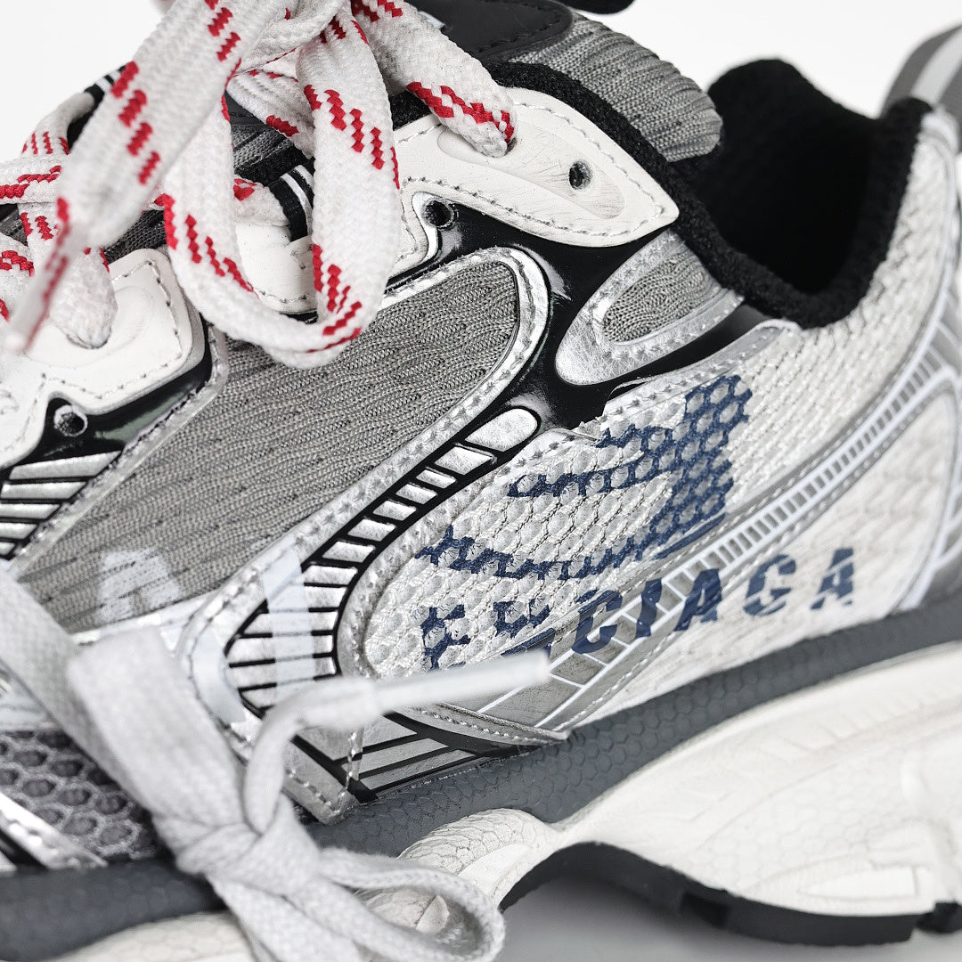 Balenciaga 3XL Distressed Dad Sneaker – Silver White Black