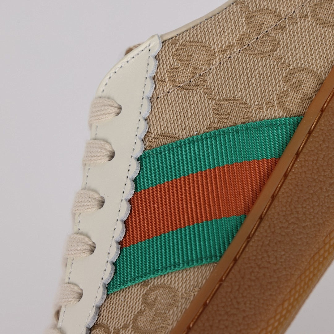 Gucci GG Monogram Web-Stripe Sneakers – Beige & Brown