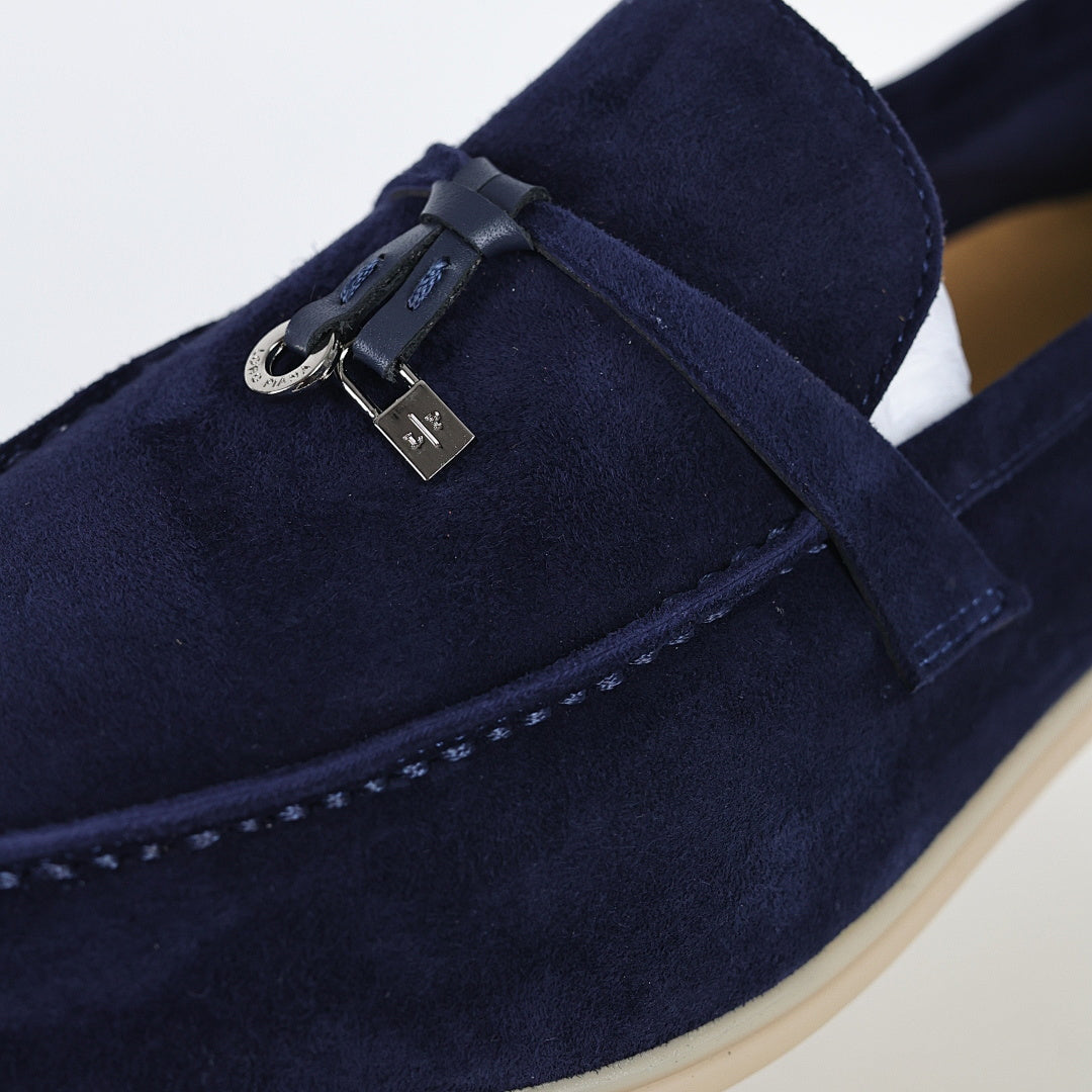 Loro Piana Navy Slip-On Loafers
